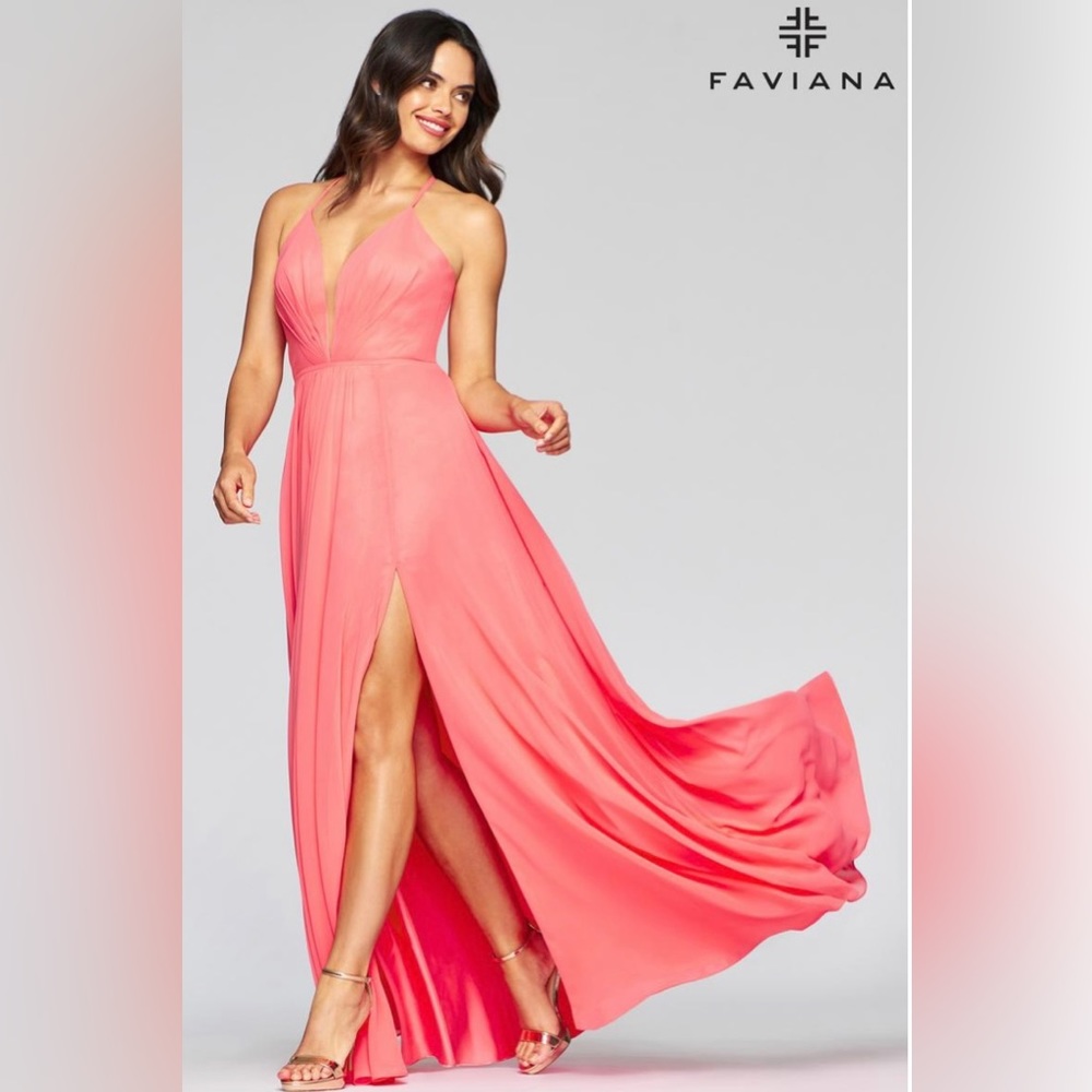 Faviana V-Neck Corset Dress